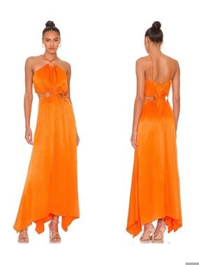 ELLIATT Visitant Maxi Dress in Papaya Bright Orange Sundress Sun Gown small